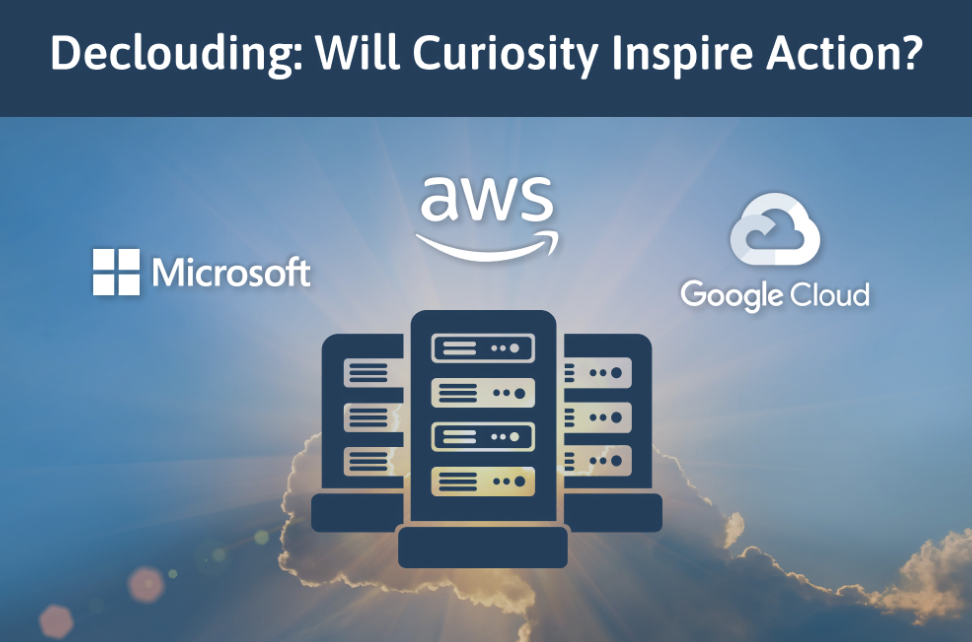 A banner with clouds in the background and the text Microsoft, AWS and Google Cloud